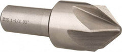 Interstate - 1-1/4" Head Diam, 3/4" Shank Diam, 6 Flute 90° Cobalt Countersink - Bright Finish, 3-3/8" OAL, Single End, Straight Shank, Right Hand Cut - Americas Industrial Supply