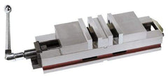 Interstate - 6-1/4" Jaw Width, 4" Jaw Opening Capacity, Horizontal Stationary Machine Vise - Manual Operation, 6,600 Lb Capacity, 2 Stations, 28-3/4" Long x 200mm High x 2" Deep, 2" Jaw Height, Cast Iron - Americas Industrial Supply