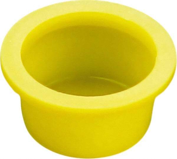 Caplugs - 3.71" ID, Round Head, Tapered Cap/Plug with Flange - 4.34" OD, 7/8" Long, Low-Density Polyethylene, Yellow - Americas Industrial Supply