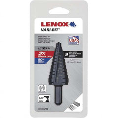 Lenox - 9 Hole Sizes, 1/2 to 1" Hole Diam High Speed Steel Split Point Step Drill Bit - Americas Industrial Supply