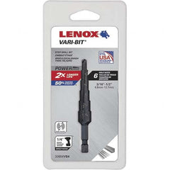 Lenox - 6 Hole Sizes, 3/16 to 1/2" Hole Diam High Speed Steel Split Point Step Drill Bit - Americas Industrial Supply