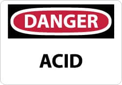 NMC - "Danger - Acid", 10" Long x 14" Wide, Aluminum Safety Sign - Rectangle, 0.04" Thick, Use for Hazardous Materials - Americas Industrial Supply