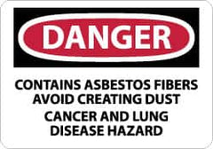 NMC - "Danger - Contains Asbestos Fibers - Avoid Creating Dust - Cancer and Lung Disease Hazard", 10" Long x 14" Wide, Pressure-Sensitive Vinyl Safety Sign - Rectangle, 0.004" Thick, Use for Hazardous Materials - Americas Industrial Supply