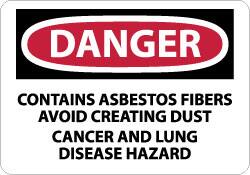 NMC - "Danger - Contains Asbestos Fibers - Avoid Creating Dust - Cancer and Lung Disease Hazard", 10" Long x 14" Wide, Aluminum Safety Sign - Rectangle, 0.04" Thick, Use for Hazardous Materials - Americas Industrial Supply