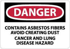 NMC - "Danger - Contains Asbestos Fibers - Avoid Creating Dust - Cancer and Lung Disease Hazard", 10" Long x 14" Wide, Aluminum Safety Sign - Rectangle, 0.04" Thick, Use for Hazardous Materials - Americas Industrial Supply