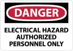 NMC - "Danger - Electrical Hazard - Authorized Personnel Only", 10" Long x 14" Wide, Pressure-Sensitive Vinyl Safety Sign - Rectangle, 0.004" Thick, Use for Accident Prevention - Americas Industrial Supply