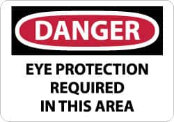 NMC - "Danger - Eye Protection Required in This Area", 10" Long x 14" Wide, Rigid Plastic Safety Sign - Rectangle, 0.05" Thick, Use for Accident Prevention - Americas Industrial Supply