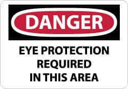 NMC - "Danger - Eye Protection Required in This Area", 10" Long x 14" Wide, Aluminum Safety Sign - Rectangle, 0.04" Thick, Use for Accident Prevention - Americas Industrial Supply