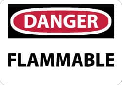 NMC - Danger - Flammable, Pressure Sensitive Vinyl Fire Sign - 14" Wide x 10" High - Americas Industrial Supply