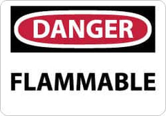 NMC - Danger - Flammable, Pressure Sensitive Vinyl Fire Sign - 14" Wide x 10" High - Americas Industrial Supply