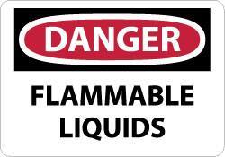 NMC - "Danger - Flammable Liquids", 10" Long x 14" Wide, Pressure-Sensitive Vinyl Safety Sign - Rectangle, 0.004" Thick, Use for Hazardous Materials - Americas Industrial Supply
