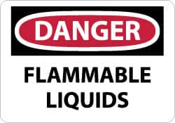NMC - "Danger - Flammable Liquids", 10" Long x 14" Wide, Aluminum Safety Sign - Rectangle, 0.04" Thick, Use for Hazardous Materials - Americas Industrial Supply