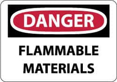 NMC - "Danger - Flammable Materials", 10" Long x 14" Wide, Pressure-Sensitive Vinyl Safety Sign - Rectangle, 0.004" Thick, Use for Hazardous Materials - Americas Industrial Supply
