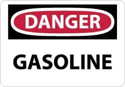 NMC - "Danger - Gasoline", 10" Long x 14" Wide, Pressure-Sensitive Vinyl Safety Sign - Rectangle, 0.004" Thick, Use for Hazardous Materials - Americas Industrial Supply