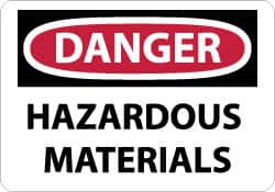 NMC - "Danger - Hazardous Materials", 10" Long x 14" Wide, Pressure-Sensitive Vinyl Safety Sign - Rectangle, 0.004" Thick, Use for Hazardous Materials - Americas Industrial Supply