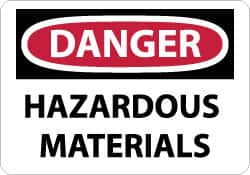 NMC - "Danger - Hazardous Materials", 10" Long x 14" Wide, Aluminum Safety Sign - Rectangle, 0.04" Thick, Use for Hazardous Materials - Americas Industrial Supply