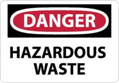 NMC - "Danger - Hazardous Waste", 10" Long x 14" Wide, Pressure-Sensitive Vinyl Safety Sign - Rectangle, 0.004" Thick, Use for Hazardous Materials - Americas Industrial Supply