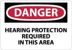 NMC - "Danger - Hearing Protection Required in This Area", 10" Long x 14" Wide, Aluminum Safety Sign - Rectangle, 0.04" Thick, Use for Accident Prevention - Americas Industrial Supply