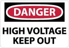 NMC - "Danger - High Voltage - Keep Out", 10" Long x 14" Wide, Rigid Plastic Safety Sign - Rectangle, 0.05" Thick, Use for Accident Prevention - Americas Industrial Supply