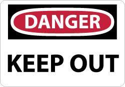 NMC - "Danger - Keep Out", 10" Long x 14" Wide, Pressure-Sensitive Vinyl Safety Sign - Rectangle, 0.004" Thick, Use for Accident Prevention - Americas Industrial Supply