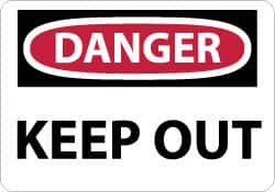 NMC - "Danger - Keep Out", 10" Long x 14" Wide, Aluminum Safety Sign - Rectangle, 0.04" Thick, Use for Accident Prevention - Americas Industrial Supply