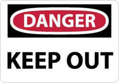 NMC - "Danger - Keep Out", 10" Long x 14" Wide, Aluminum Safety Sign - Rectangle, 0.04" Thick, Use for Accident Prevention - Americas Industrial Supply