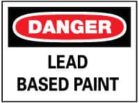 NMC - "Danger - Lead Based Paint", 10" Long x 14" Wide, Pressure-Sensitive Vinyl Safety Sign - Rectangle, 0.004" Thick, Use for Accident Prevention - Americas Industrial Supply