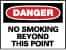 NMC - "Danger - No Smoking Beyond This Point", 10" Long x 14" Wide, Pressure-Sensitive Vinyl Safety Sign - Rectangle, 0.004" Thick, Use for Accident Prevention - Americas Industrial Supply