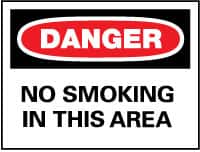 NMC - "Danger - No Smoking in This Area", 10" Long x 14" Wide, Aluminum Safety Sign - Rectangle, 0.04" Thick, Use for Accident Prevention - Americas Industrial Supply