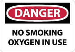NMC - "Danger - No Smoking - Oxygen in Use", 10" Long x 14" Wide, Rigid Plastic Safety Sign - Rectangle, 0.05" Thick, Use for Accident Prevention - Americas Industrial Supply