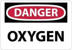 NMC - "Danger - Oxygen", 10" Long x 14" Wide, Aluminum Safety Sign - Rectangle, 0.04" Thick, Use for Hazardous Materials - Americas Industrial Supply