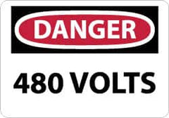 NMC - "Danger - 480 Volts", 10" Long x 14" Wide, Rigid Plastic Safety Sign - Rectangle, 0.05" Thick, Use for Accident Prevention - Americas Industrial Supply