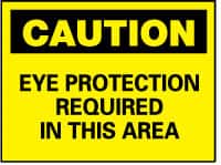 NMC - "Caution - Eye Protection Required in This Area", 10" Long x 14" Wide, Pressure-Sensitive Vinyl Safety Sign - Rectangle, 0.004" Thick, Use for Accident Prevention - Americas Industrial Supply