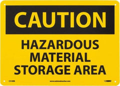 NMC - "Caution - Hazardous Material Storage Area", 10" Long x 14" Wide, Rigid Plastic Safety Sign - Rectangle, 0.05" Thick, Use for Hazardous Materials - Americas Industrial Supply