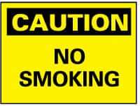 NMC - "Caution - No Smoking", 10" Long x 14" Wide, Rigid Plastic Safety Sign - Rectangle, 0.05" Thick, Use for Accident Prevention - Americas Industrial Supply