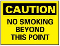 NMC - "Caution - No Smoking Beyond This Point", 10" Long x 14" Wide, Aluminum Safety Sign - Rectangle, 0.04" Thick, Use for Accident Prevention - Americas Industrial Supply