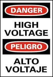 NMC - "Danger - High Voltage", 20" Long x 14" Wide, Pressure-Sensitive Vinyl Safety Sign - Rectangle, 0.004" Thick, Use for Accident Prevention - Americas Industrial Supply