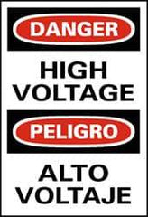 NMC - "Danger - High Voltage", 20" Long x 14" Wide, Pressure-Sensitive Vinyl Safety Sign - Rectangle, 0.004" Thick, Use for Accident Prevention - Americas Industrial Supply