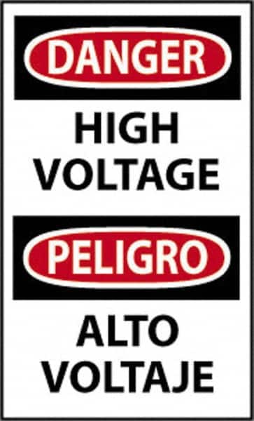 NMC - "Danger - High Voltage", 20" Long x 14" Wide, Rigid Plastic Safety Sign - Rectangle, 0.05" Thick, Use for Accident Prevention - Americas Industrial Supply