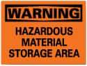 NMC - "Warning - Hazardous Material Storage Area", 10" Long x 14" Wide, Pressure-Sensitive Vinyl Safety Sign - Rectangle, 0.004" Thick, Use for Hazardous Materials - Americas Industrial Supply
