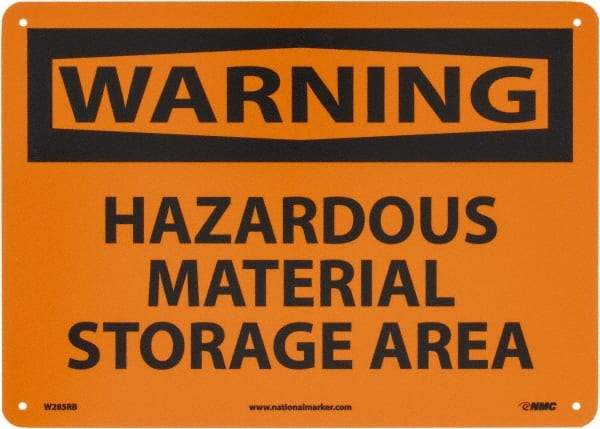 NMC - "Warning - Hazardous Material Storage Area", 10" Long x 14" Wide, Rigid Plastic Safety Sign - Rectangle, 0.05" Thick, Use for Hazardous Materials - Americas Industrial Supply