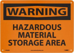 NMC - "Warning - Hazardous Material Storage Area", 10" Long x 14" Wide, Rigid Plastic Safety Sign - Rectangle, 0.05" Thick, Use for Hazardous Materials - Americas Industrial Supply