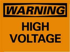 NMC - "Warning - High Voltage", 10" Long x 14" Wide, Rigid Plastic Safety Sign - Rectangle, 0.05" Thick, Use for Accident Prevention - Americas Industrial Supply