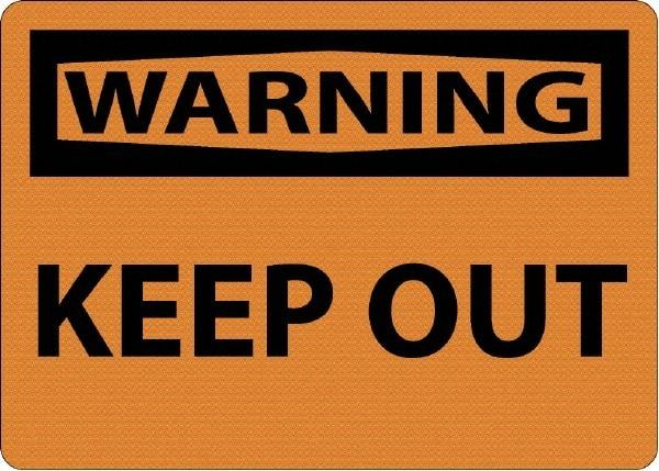NMC - "Warning - Keep Out", 10" Long x 14" Wide, Aluminum Safety Sign - Rectangle, 0.04" Thick, Use for Security & Admittance - Americas Industrial Supply