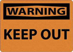 NMC - "Warning - Keep Out", 10" Long x 14" Wide, Aluminum Safety Sign - Rectangle, 0.04" Thick, Use for Security & Admittance - Americas Industrial Supply