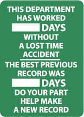 NMC - Scoreboards Scoreboard Type: Write-On Legend: This Company Has Worked ___ Days without A Lost Time Accident - The Best Previous Record Was ___ Days - Do Your Part... - Americas Industrial Supply