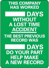 NMC - Scoreboards Scoreboard Type: Write-On Legend: This Company Has Worked ___ Days without A Lost Time Accident - The Best Previous Record Was ___ Days - Do Your Part... - Americas Industrial Supply