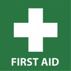 NMC - "First Aid", 7" Long x 7" Wide, Rigid Plastic Safety Sign - Square, 0.05" Thick, Use for First Aid - Americas Industrial Supply