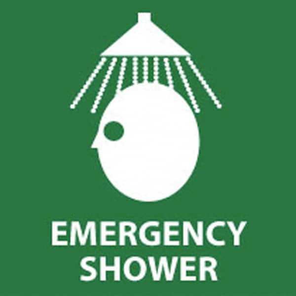 NMC - "Emergency Shower", 7" Long x 7" Wide, Rigid Plastic Safety Sign - Square, 0.05" Thick, Use for First Aid - Americas Industrial Supply