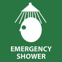 NMC - "Emergency Shower", 7" Long x 7" Wide, Rigid Plastic Safety Sign - Square, 0.05" Thick, Use for First Aid - Americas Industrial Supply